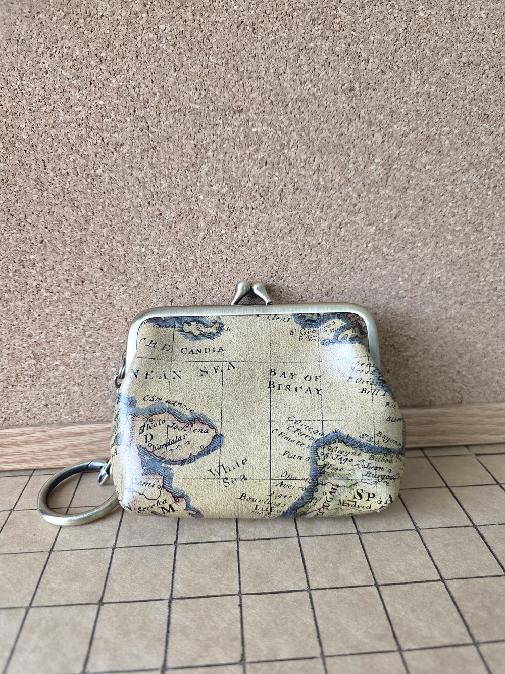 Patricia Nash Map Print Kiss‑Lock Coin Purse  Vintage World Map Change Pouch